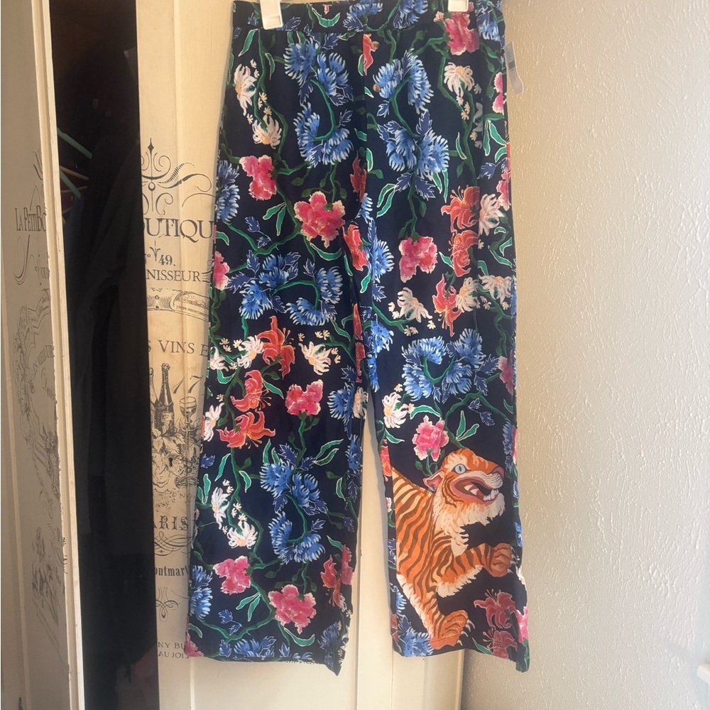 NWT Anthropologie Lyrebird/Daige Gemmel Navy Floral Wide-Leg Pajama Pants